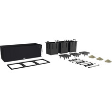 Komponenty systému kvetináčov s vložkami pre rastliny, zavlažovacím systémom a príslušenstvom