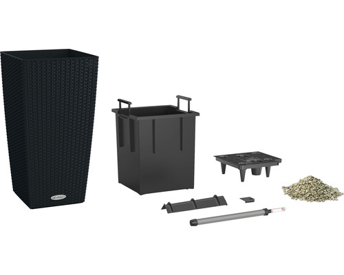 Kompletný kvetináč s vložkou, zavlažovacou súpravou, ukazovateľom hladiny vody a rastlinným granulátom