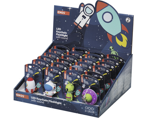 Prezentačný stojan s LED kľúčenkami s funkciou zvuku od spoločnosti Emos