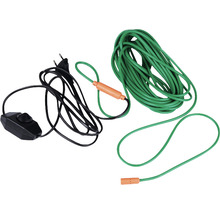 Zelený vykurovací kábel s čiernym káblom a stmievačom