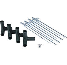 Zemná kotva, spojky a krídlová matica pre záhradné zavlažovanie