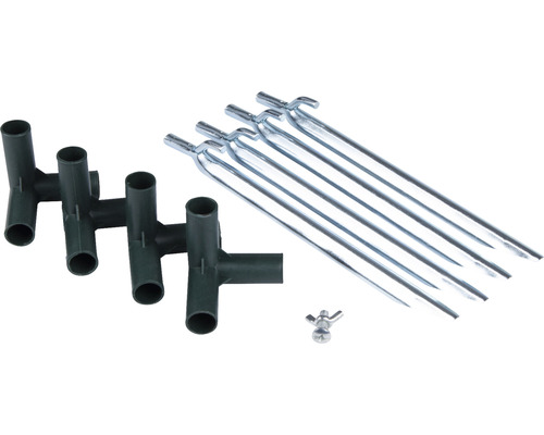 Zemná kotva, spojky a krídlová matica pre záhradné zavlažovanie