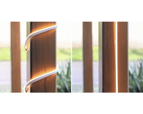 LED pásik na drevenom stĺpiku