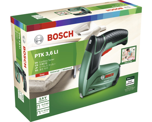 Akumulátorová sponkovačka Bosch PTK 3,6 LI v krabici