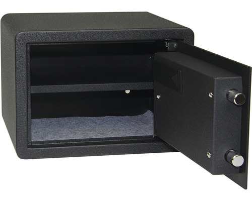 Otvorený nábytkový trezor s policou a dvojitým závorovým zámkom