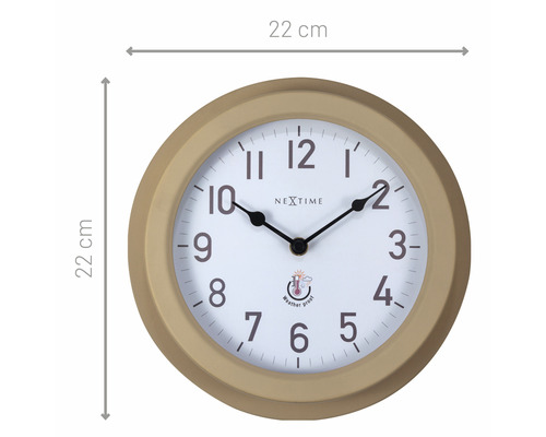 Nástenné hodiny s priemerom 22 cm s nápisom odolné proti poveternostným vplyvom