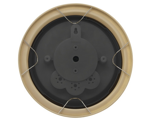 Pohľad zozadu na okrúhle hodiny so závesom