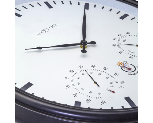 Nástenné hodiny Nextime s teplomerom a vlhkomerom