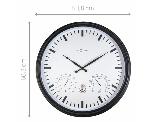 Nástenné hodiny s teplomerom a vlhkomerom, priemer 50,8 centimetrov