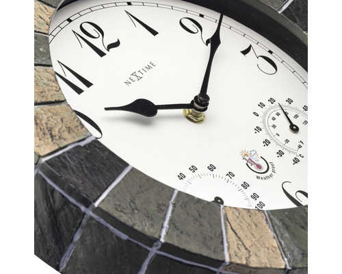 Nástenné hodiny s teplomerom a mozaikovým rámom