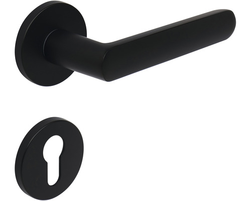 Čierna súprava kľučky ku dverám s kľúčovou rozetou