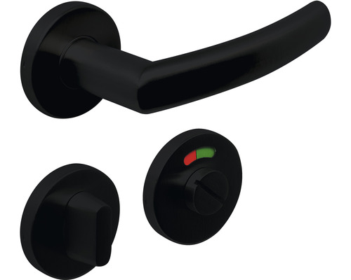 Čierna WC súprava s kľučkou a otočným gombíkom