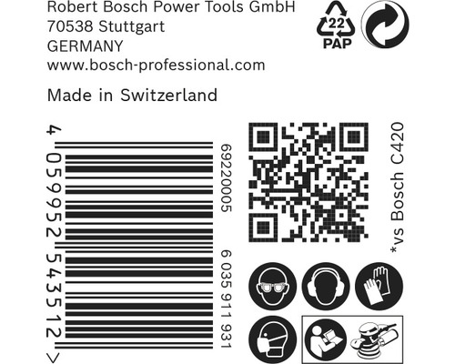 Informácie o Robert Bosch Power Tools, čiarový kód, QR kód a bezpečnostné opatrenia