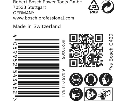 Informácie o Robert Bosch Power Tools, čiarový kód, QR kód a bezpečnostné pokyny