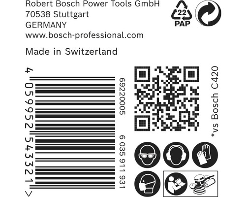 Informácie o spoločnosti Robert Bosch Power Tools GmbH, čiarový kód, QR kód a bezpečnostné pokyny