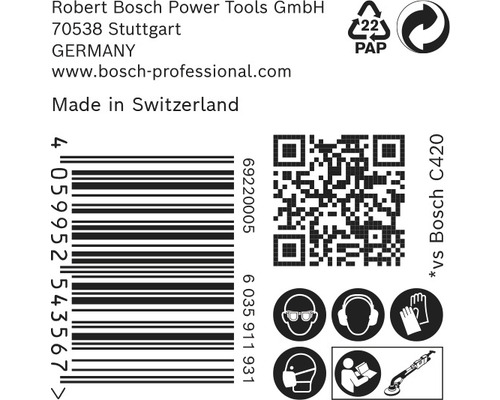 Informácie o Robert Bosch Power Tools, čiarový kód, QR kód a bezpečnostné pokyny