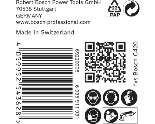 Informácie o Robert Bosch Power Tools GmbH, čiarový kód, QR kód a bezpečnostné pokyny