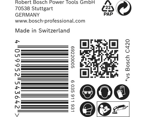 Informácie o Robert Bosch Power Tools GmbH, čiarový kód, QR kód a bezpečnostné pokyny