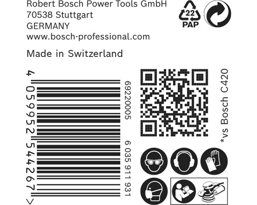 Informácie o Robert Bosch Power Tools, čiarový kód, QR kód a bezpečnostné pokyny
