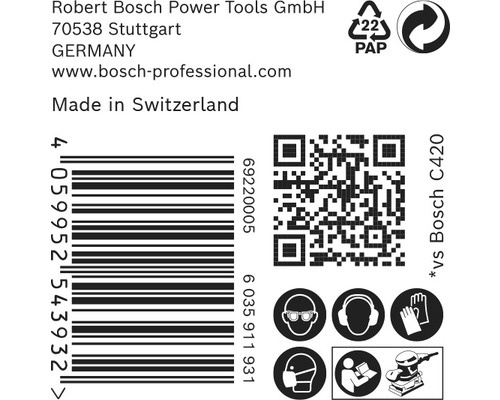 Informácie o Robert Bosch Power Tools, čiarový kód, QR kód a bezpečnostné symboly