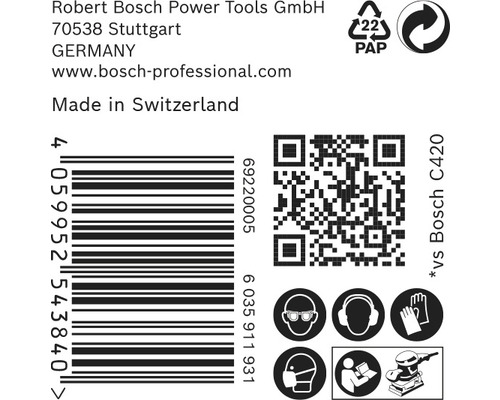 Informácie o Robert Bosch Power Tools GmbH, čiarový kód, QR kód a bezpečnostné pokyny
