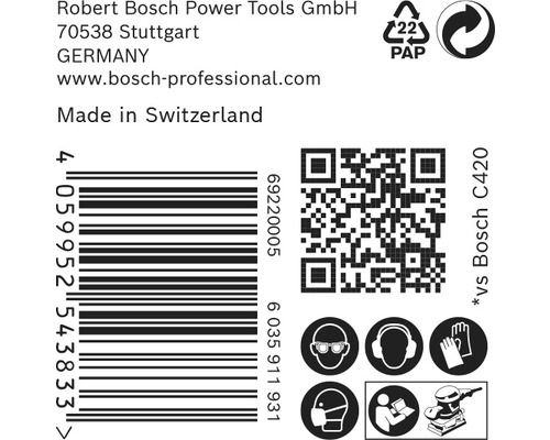 Informácie o Robert Bosch Power Tools GmbH, čiarový kód, QR kód a bezpečnostné pokyny