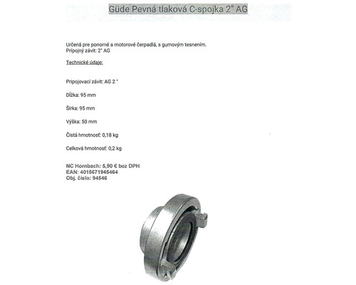 Güde Tlaková hadicová spojka C-spojka 2 palce AG