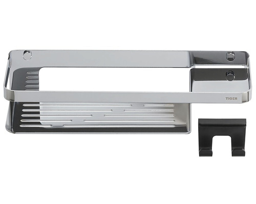 Rohová polica z kovu s logom Tiger s dvoma háčikmi