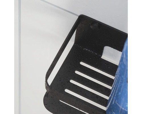 Čierna sprchová polica na montáž na stenu