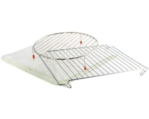 Sklenený pekáč s grilovacím roštom a okrúhlym zvýšením grilu
