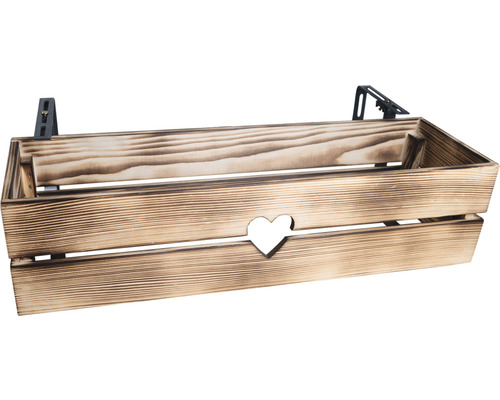 Drevený kvetináč so srdcom a držiakom