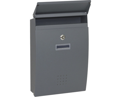 Sivá poštová schránka so zámkom a priehľadným okienkom