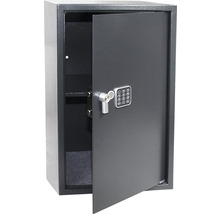 Otvorený trezor s číselným zámkom a kľúčom