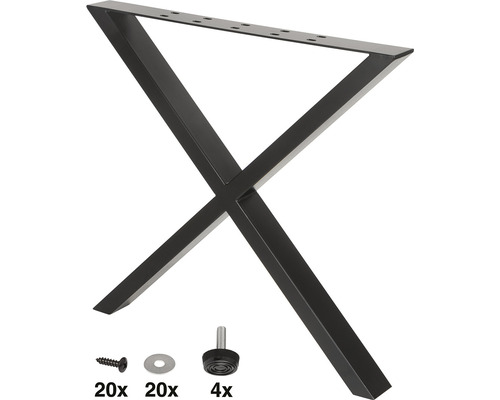 Kovová noha stola so skrutkami, podložkami a nožičkami