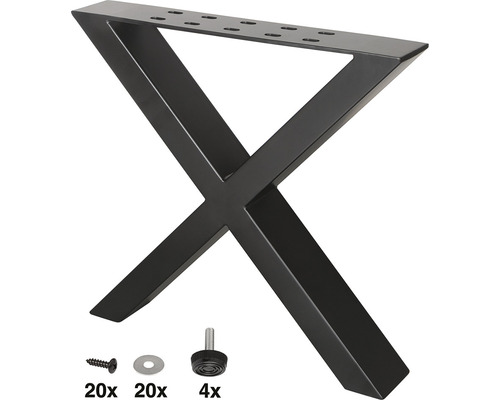 Kovový rám stola do X so skrutkami, podložkami a nožičkami