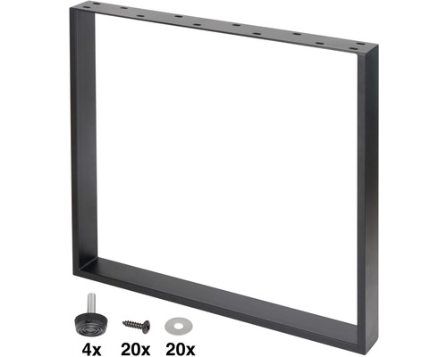 Kovová stolová podnož so skrutkami, podložkami a chráničmi podlahy