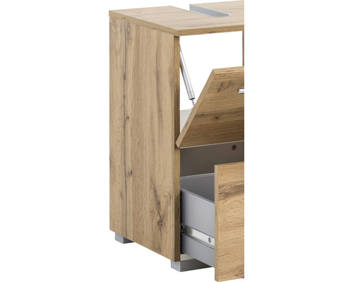 Detailný pohľad na skrinku pod umývadlo so zásuvkou a dvierkami