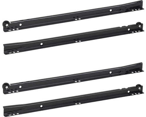 Štyri oceľové zásuvkové koľajnice