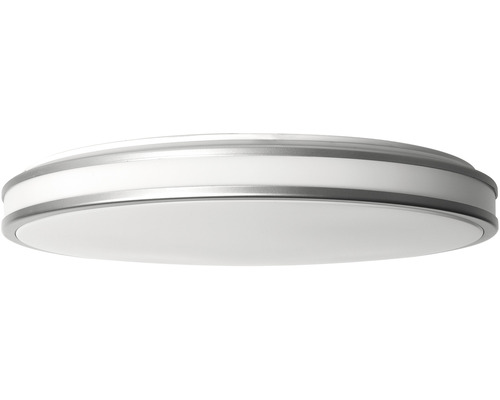 Okrúhle stropné svietidlo so strieborným rámom