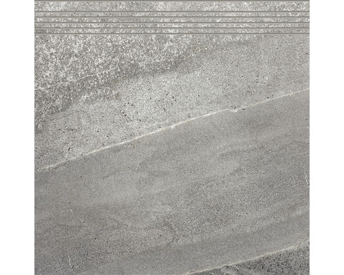 Sivá schodisková dlaždica s opotrebovaným dizajnom