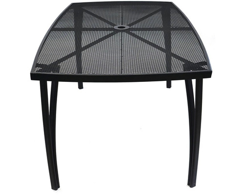 Štvorcový záhradný stôl s kovovou mriežkovou doskou a štyrmi nohami