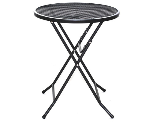 Skladací stôl s okrúhlou doskou a kovovým rámom