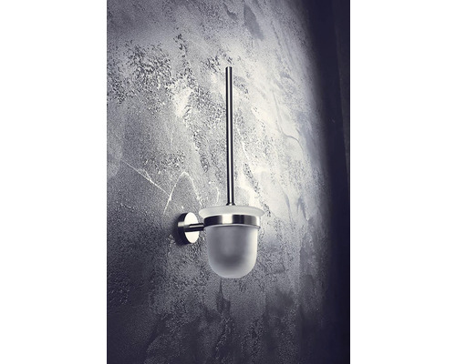 Nástenná WC kefa z kovu a skla