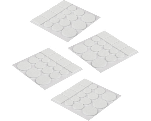 Niekoľko listov s nábytkovými klzákmi v rôznych tvaroch