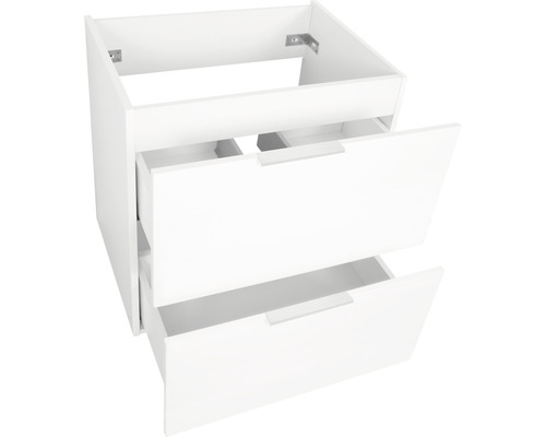 Biela skrinka pod umývadlo s dvomi zásuvkami