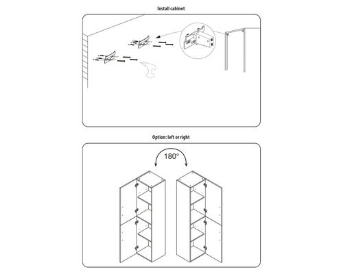Návod na montáž skrine s možnosťami montáže vľavo alebo vpravo