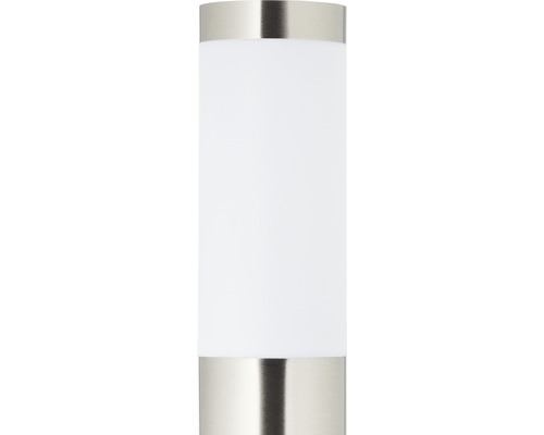 Valcové nástenné svietidlo s kovovým rámom a bielym tienidlom.