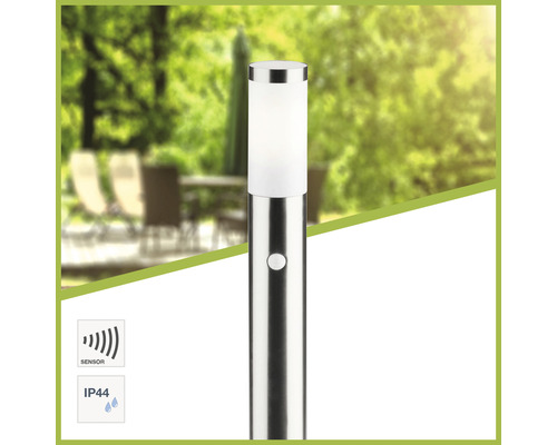 Nerezové vonkajšie svietidlo so senzorom a stupňom krytia IP44