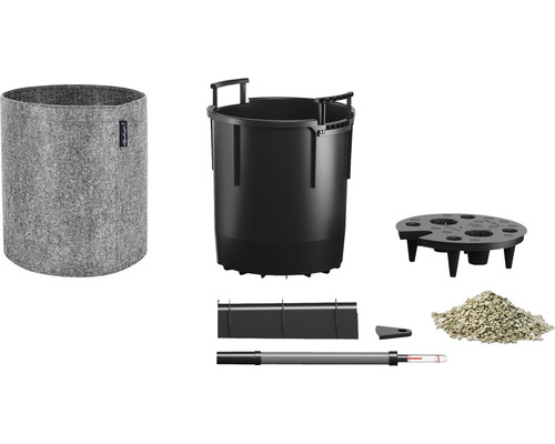 Súprava kvetináčov s vnútornou vložkou, substrátom, ukazovateľom hladiny vody a kvetináčom