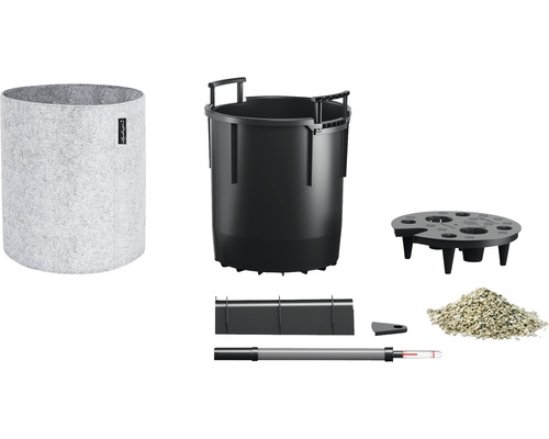 Sada kvetináčov s plsteným obalom, vnútornou vložkou, ukazovateľom zavlažovania a keramzitom